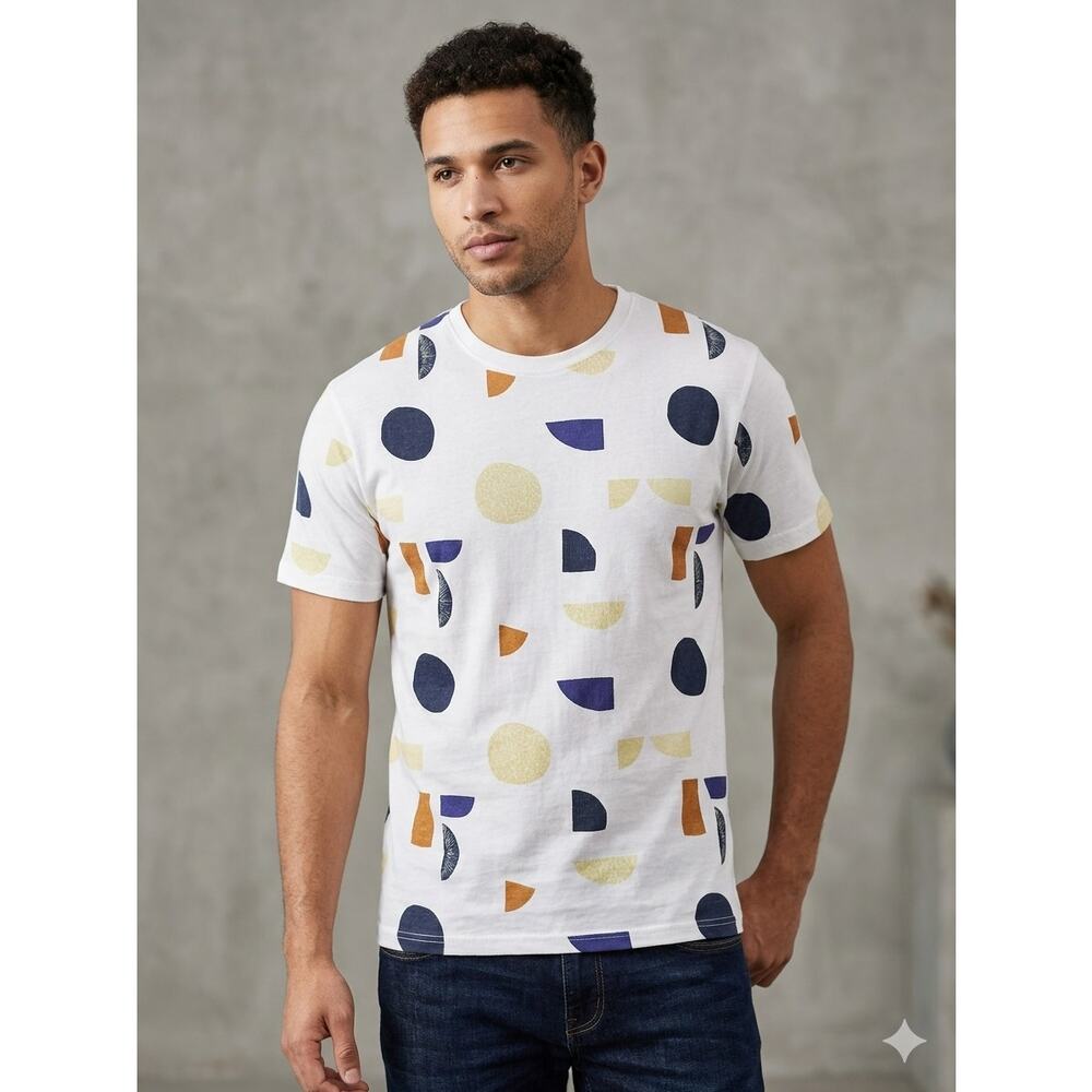 Super Massive Abstract T-Shirt Cotton Blend Geometric Mid Century Modern Retro